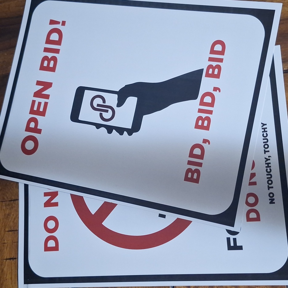 DOUBLE SIDED SIGN FOR LIVE SHOW HOST